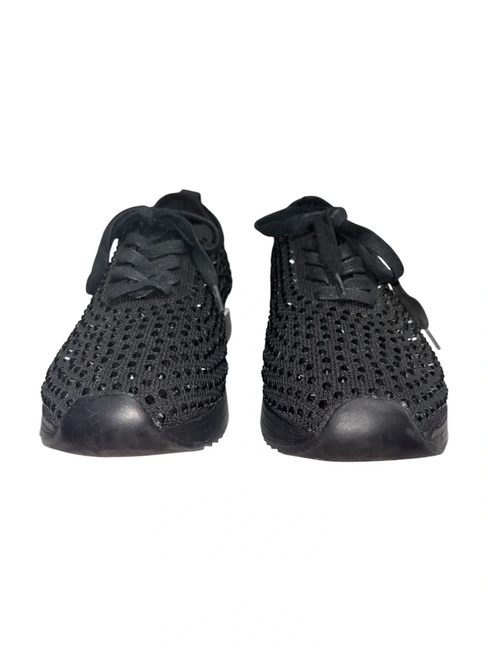 Reaction Kenneth Cole Cameron Rhinestone Lace-Up Black Sneaker Women US 7 EU 37